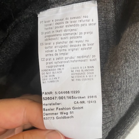 Basler stripe gray black cardigan 42 US 10 Waterfall draped cashmere Angora wool - Picture 8 of 8